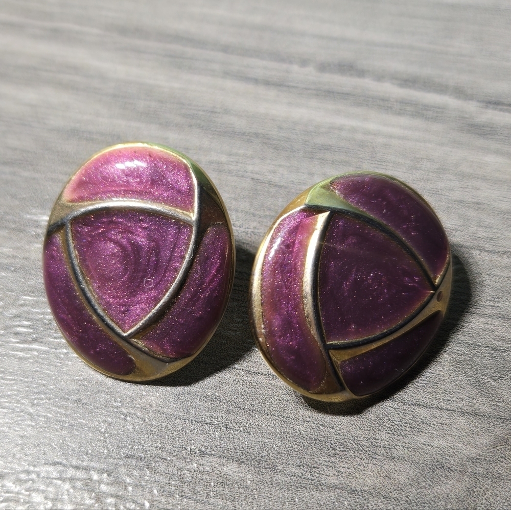 Vintage Purple and Gold Earrings Costume Jewelry